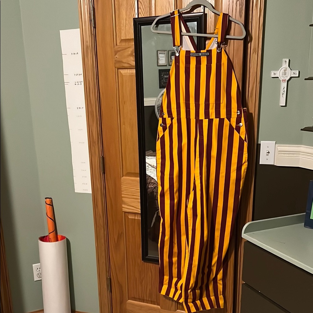 Game Bibs Minnesota Gophers Striped Maroon and Gold Overalls